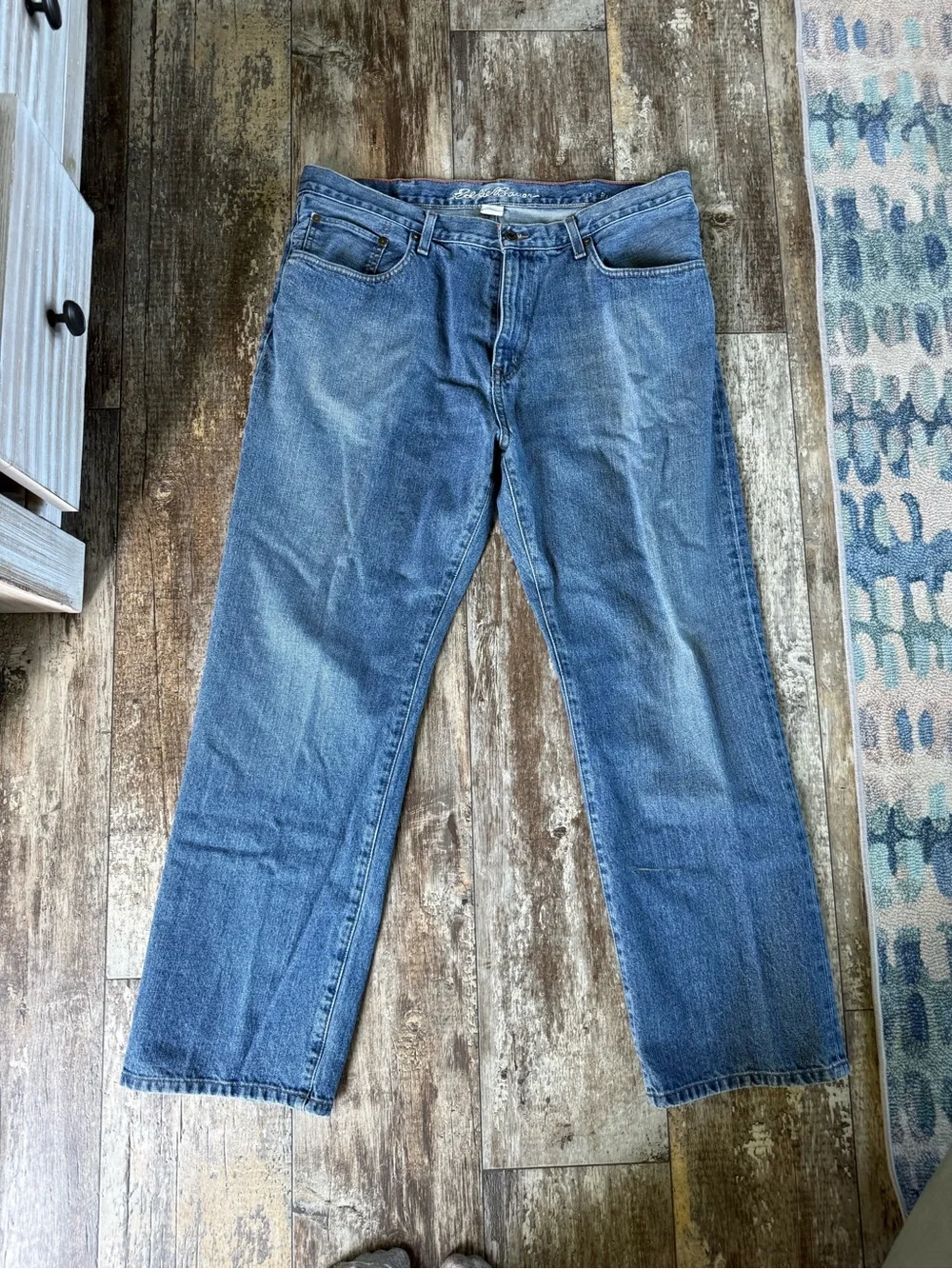 2 for $30 sale: Eddie Bauer relaxed fit medium wash jeans 38 x 32